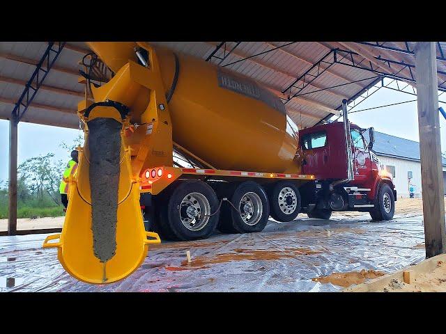 NEW Concrete Truck VERY FIRST Pour! 36x48 Pole Barn Floor!