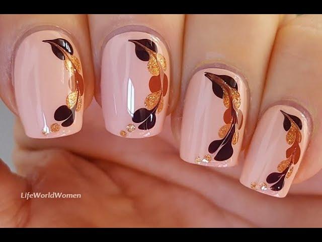 Nail Art Designs At Home #1 ~ Elegant Beige & Brown Nails For Fall