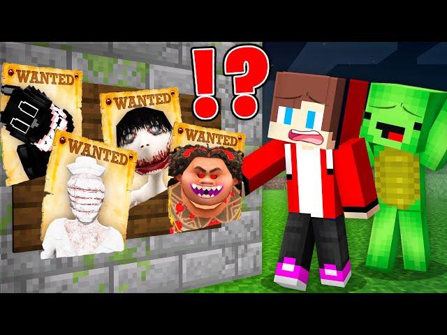 Why HORROR MONSTERS is WANTED by JJ and Mikey At Night in Minecraft! - Maizen