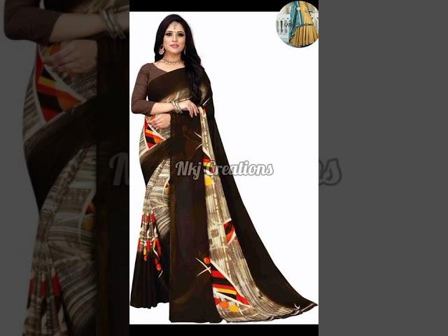 New chiffon saree designs 2023 Part-7 Nkj Creations #shorts