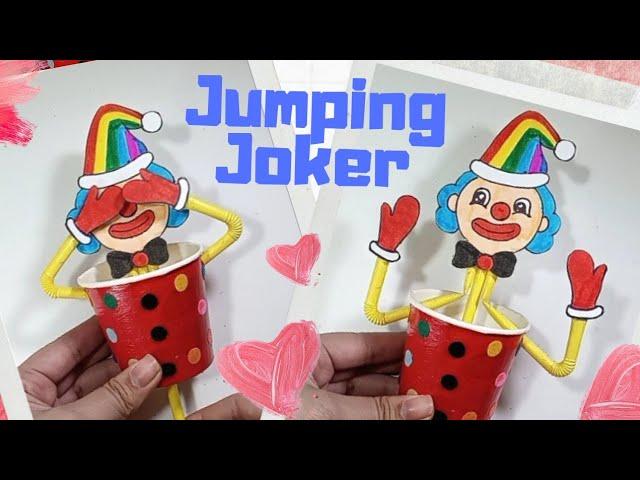 How to make Jumping Joker/Clown toy/kids craft with straw & paper cup/Fun idea/DIY activity