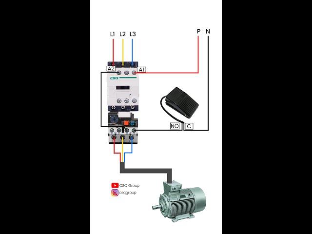 CSQ Three Phase DOL Starter Wiring and controlling with Pedal switch | CONTACTOR | OVERLOAD RELAY