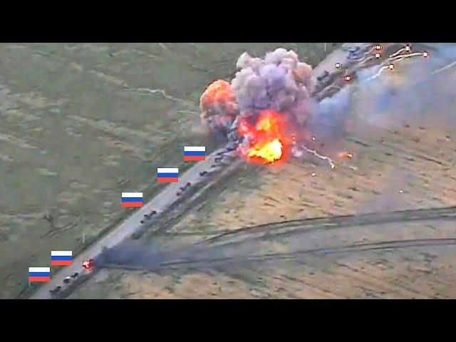 HIMARS destroys a huge Russian convoy with precise hits! The Best Moments