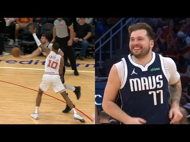 Luka Doncic hits crazy scoop shot layup from near 3pt and can only laugh 