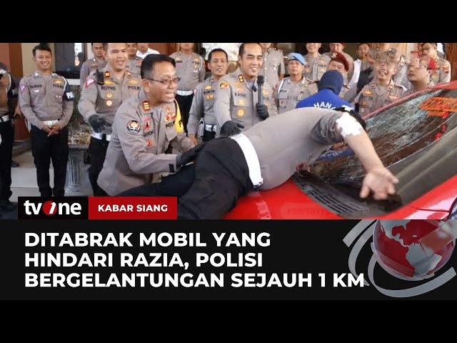 Viral! Polisi Nyangkut di Kap usai Ditabrak Mobil yang Hindari Razia | Kabar Siang tvOne