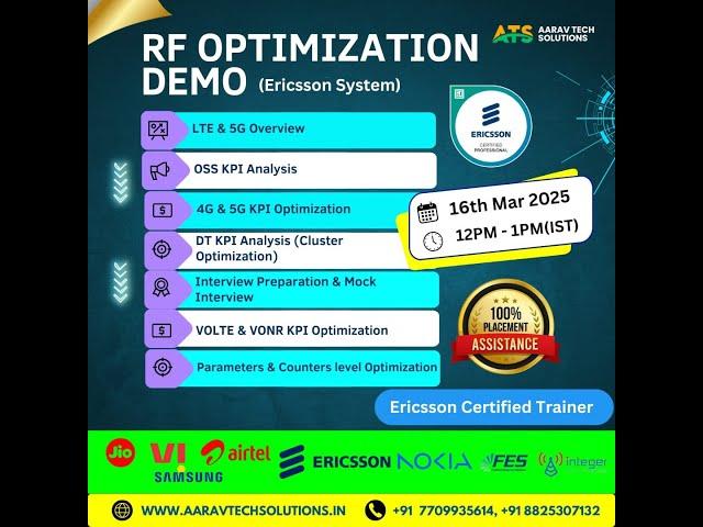 RF OPTIMIZATION ERICSSON SYS LEARNING DEMO SESSIONS, ATS, AARAV TECH SOLUTIONS MH PUNE