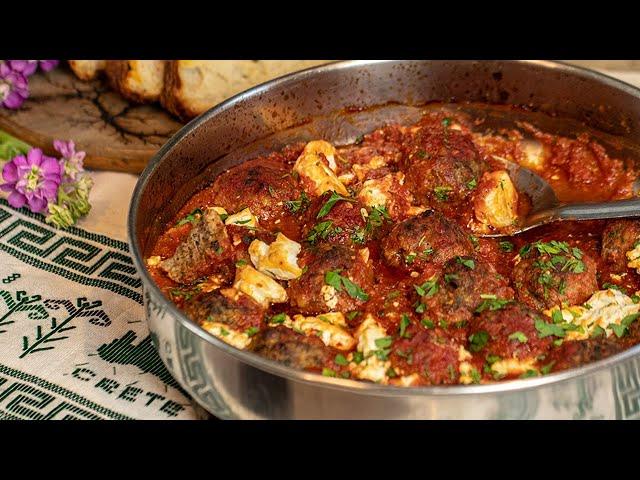 Greek Meatballs with Feta & Tomato Bake