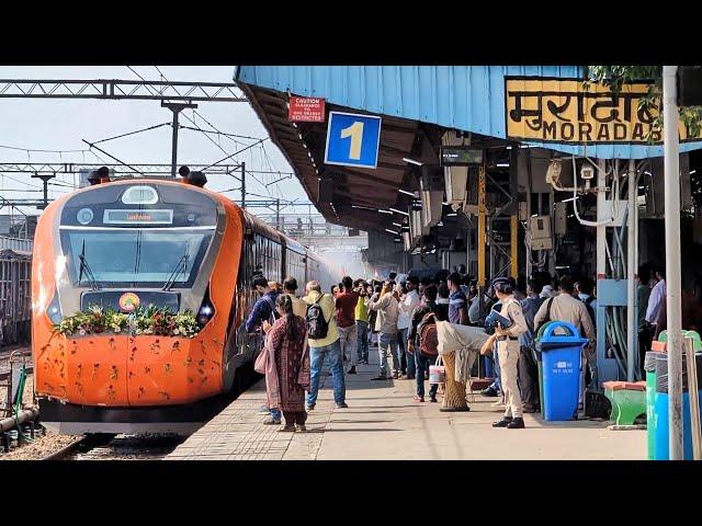 Inaugural Run of Meerut City - Lucknow Vande Bharat Express departing from Moradabad Jn