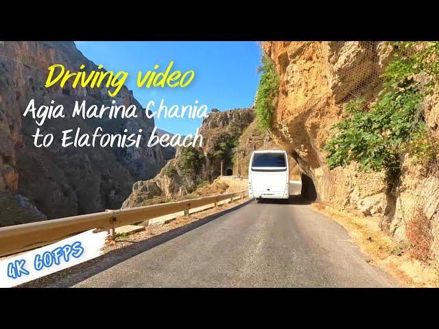 Chania Crete Road trip Driving from Agia Marina,Platanias to Elafonisi and Kedrodasos beach 4K