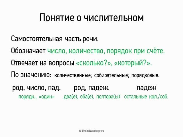 Понятие о числительном (6 класс, видеоурок-презентация)