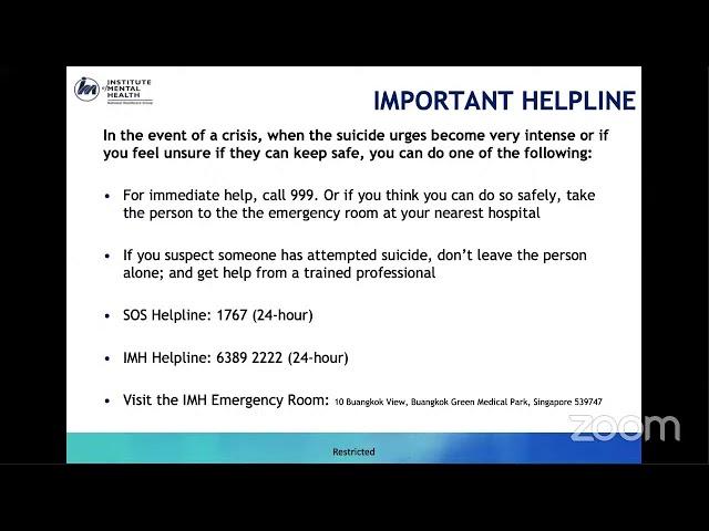 Together We Save Lives: A Suicide Prevention Webinar by the Institute of Mental Health (IMH)
