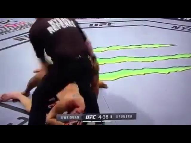 Yoel Romero vs Chris Weidman nasty flying knee K.O UFC 205