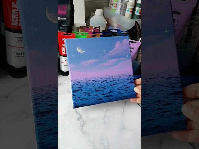 Purple clouds seascape painting idea / easy acrylic painting for beginners ️