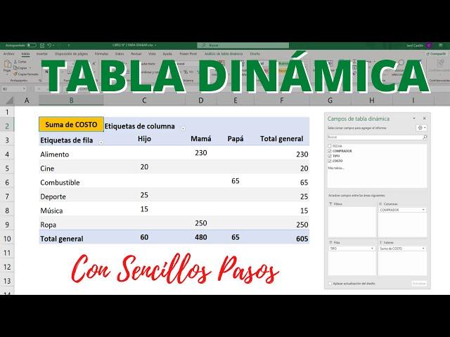 TABLA DINÁMICA desde CERO para Principiantes en EXCEL | Aprende a crear una Tabla Dinámica