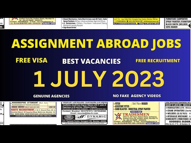 Assignment Abroad Times Today, 1 July 2023, Gulf Jobs Vacancies, Assignments Abroad Times Newspaper