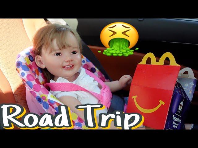 Reborn Road Trip Emily gets sick in the car!