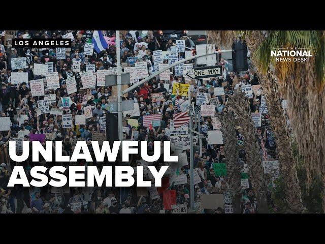 LA Protests: Unlawful assembly declared outside city hall