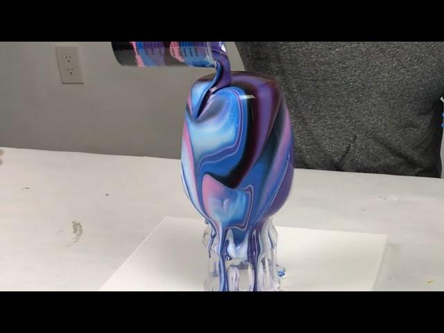 STUNNING Acrylic Pour on a Vase with Galactic Colors