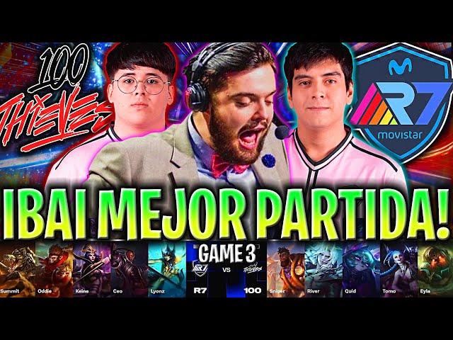 IBAI CASTEA LA MEJOR PARTIDA DE LATAM EN MUNDIAL! 100T vs R7 Game 3 WORLDS PLAY IN 2024 IBAI ESPAÑOL