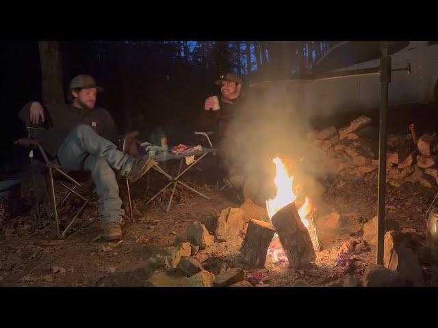 Hot TENT camping/traditional bow hunt! Longbow and recurve!