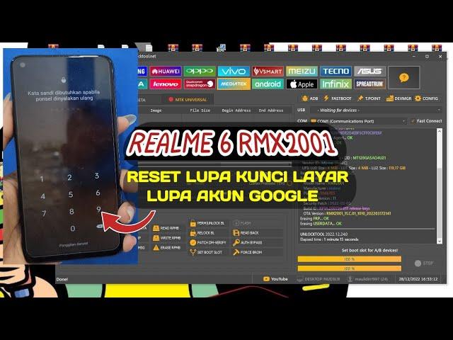 Realme 6 RMX2001 Reset Password Pin Pola +Unlock Frp Bypass Via UnlockTool