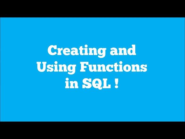 Creating And Using Functions in MS SQL - With Examples!!