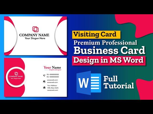 Business Card Design In Word | Visiting Card Design In Word | Visiting Card Design Tutorial #shani
