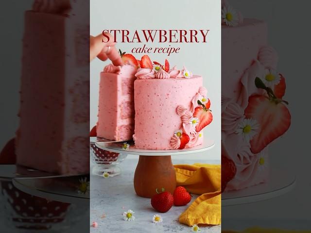 My favorite strawberry layer cake recipe  find it at sugarandsparrow.com #cake #strawberrycake