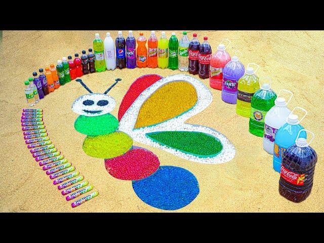 How to make Rainbow Butterfly with Colorful Orbeez & Big Coca Cola , Popular Soda vs Mentos !