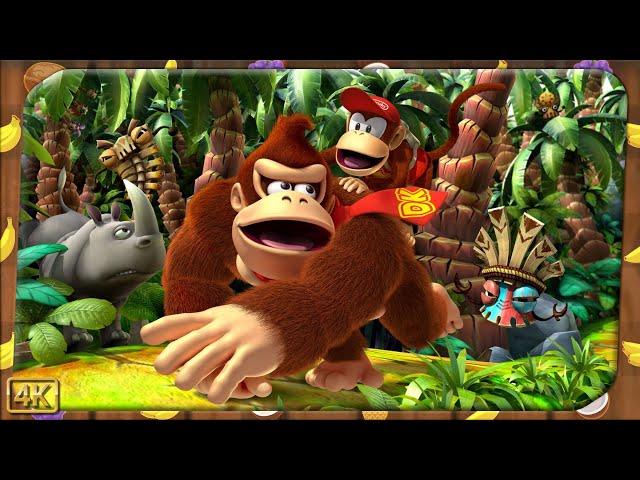 Donkey Kong Country Returns ⁴ᴷ Full Playthrough 100% (All KONG letters & Puzzle Pieces)