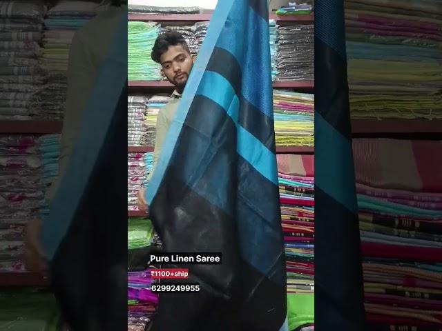 black saree blue border Linen saree | Linen saree manufacturers