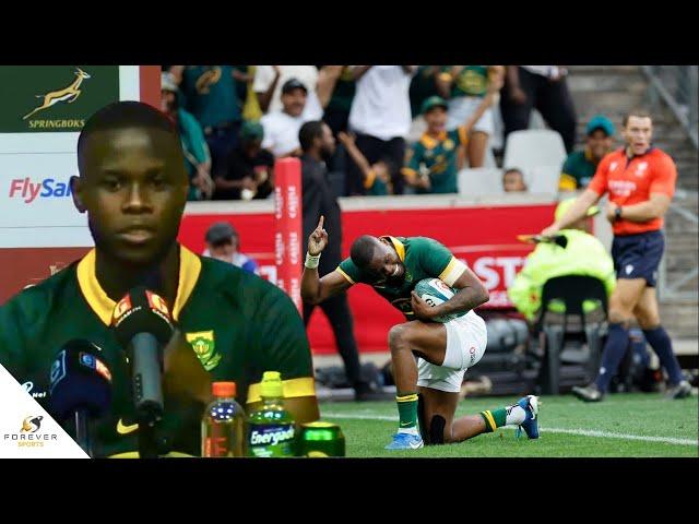 Springboks Aphelele Fassi reacts to incredible performance and winning the Rugby Championship