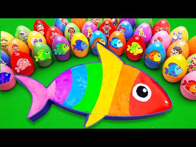 Looking Pinkfong, Cocomelon, Numberblocks, Alphablocks with Rainbow Fish SLIME Mix Colorful! ASMR