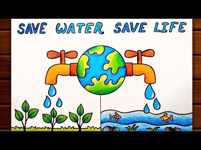 World Water Day Poster Drawing || Save Nature Poster Making || Water Day Drawing 2022.