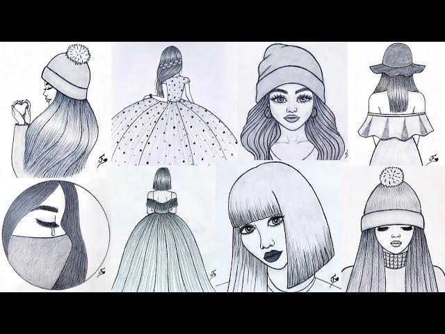 8 Easy Girl Drawing Ideas | Girl Drawing | Miss Fatima - Art