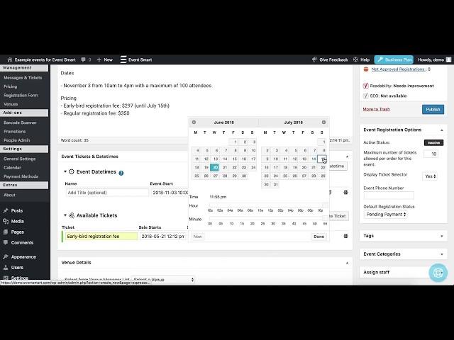 Sell Tickets for a Conference with Early Bird Pricing with an Event Ticketing Site from Event Smart