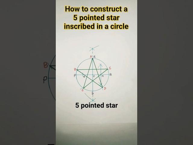 how to construct a 5 pointed star inscribed in a circle || five pointed star#easy#shorts#geometric