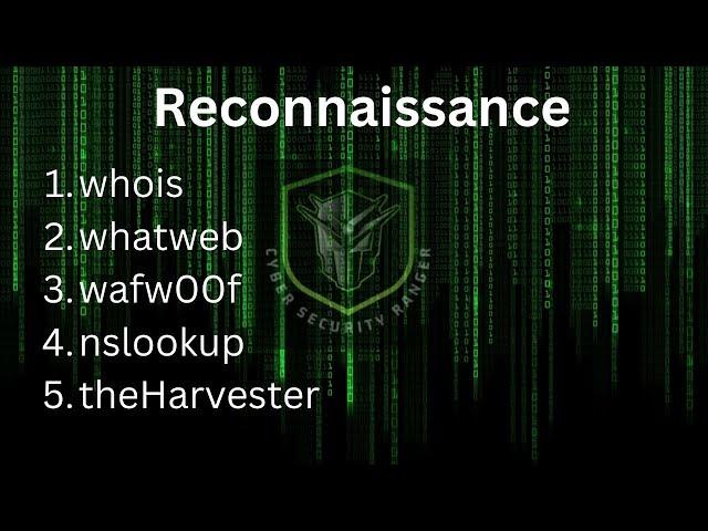 Reconnaissance Part 1 - Whois, dig, whatweb, wafwoof ,nslookup , theHarvester