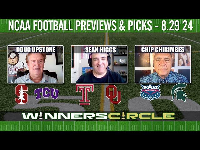 Free NCAA Football Picks Today 8/29/24: FAU vs Michigan State, TCU vs Stanford & Temple vs Oklahoma