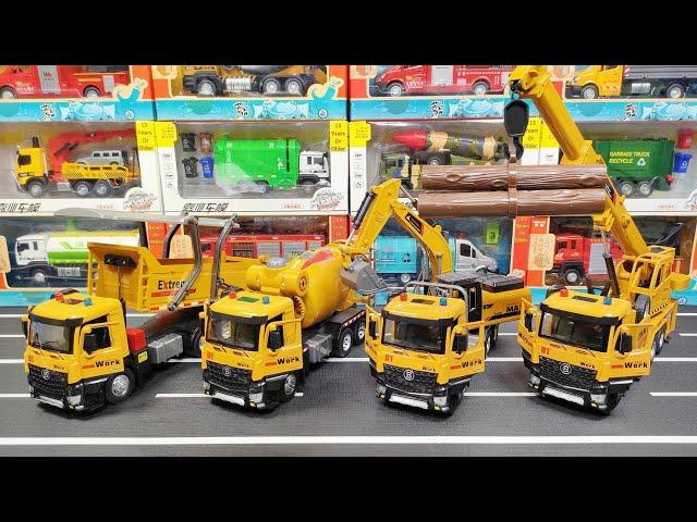 Review Of Metal Diecast Trucks Of Dump Truck, Mixer Truck, Excavator, Crane Truck