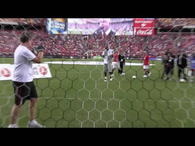 Kobe Bryant Soccer Skills at Manchester United v FC Barcelona Halftime