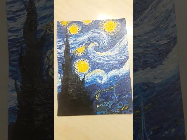 Starry night painting on card board #starrynight #vangogh #painting