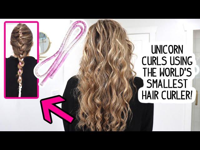 HEATLESS UNICORN CURLS USING THE WORLD'S SMALLEST HAIR CURLER!