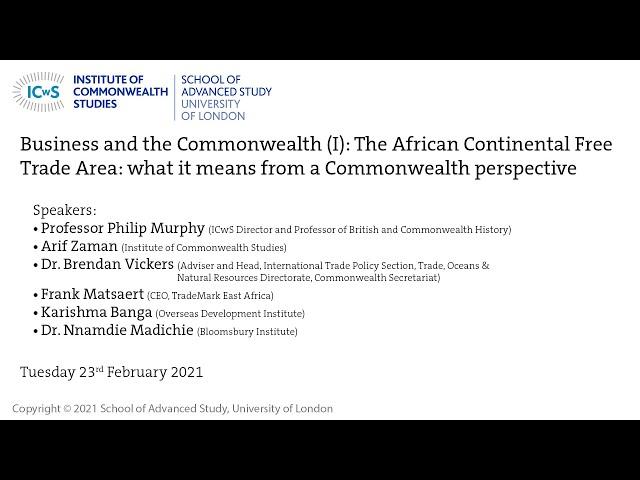 Business and the Commonwealth (I): The African Continental Free Trade Area