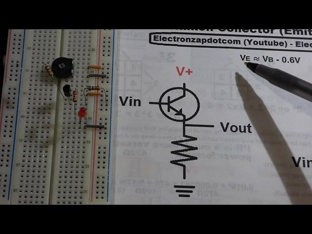 NPN 2N3904 BJT Common collector aka Emitter follower electronics by electronzap