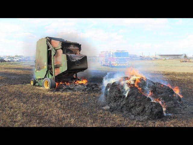 Tractor videos | Our hay baler caught FIRE