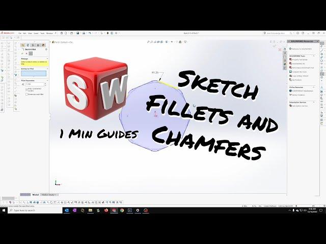 1 Minute Solidworks - Sketch Fillets and Chamfers