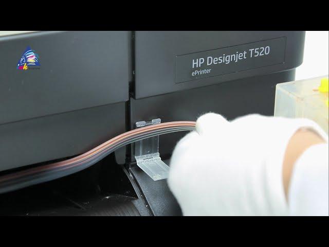 Установка СНПЧ на плоттер HP Designjet T520