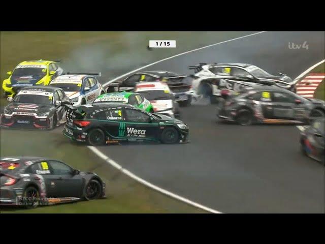 BTCC Oulton Park 2021 - Race 3 Pileup (Plato, Edwards, Osborne, Butel, Jackson, Mitchell, Goff)