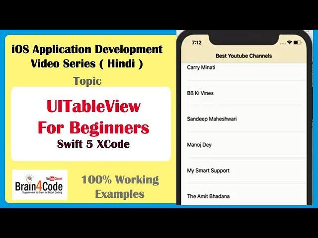 How to Create Table View For Beginners in Swift 5 XCode | Hindi | UITableView with Basic Style iOS